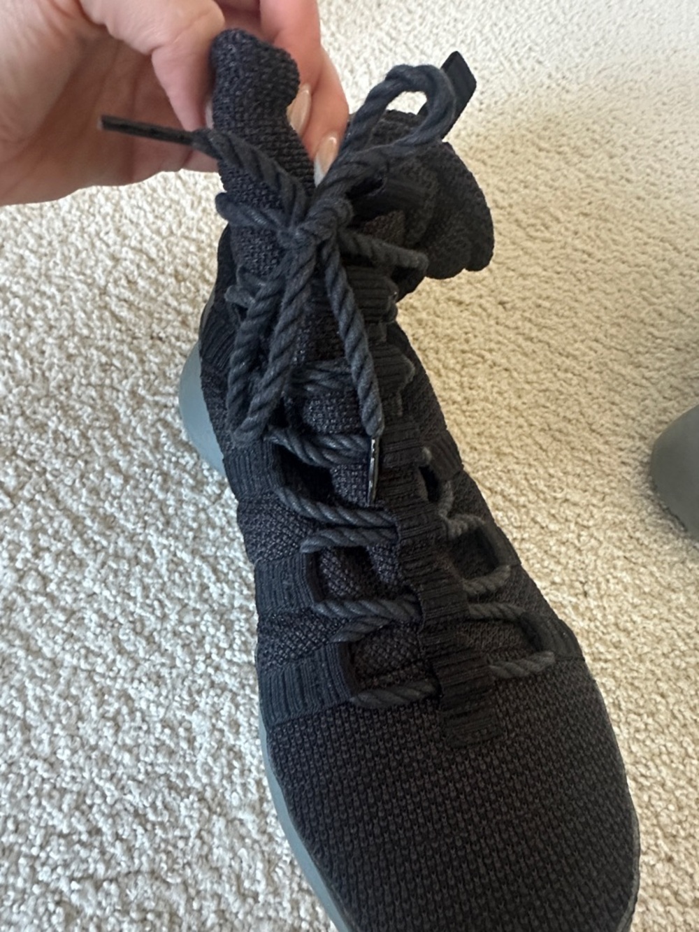 Nike Black Knit High-Top Sneakers with Gray Soles and fur - Picture 6 of 9